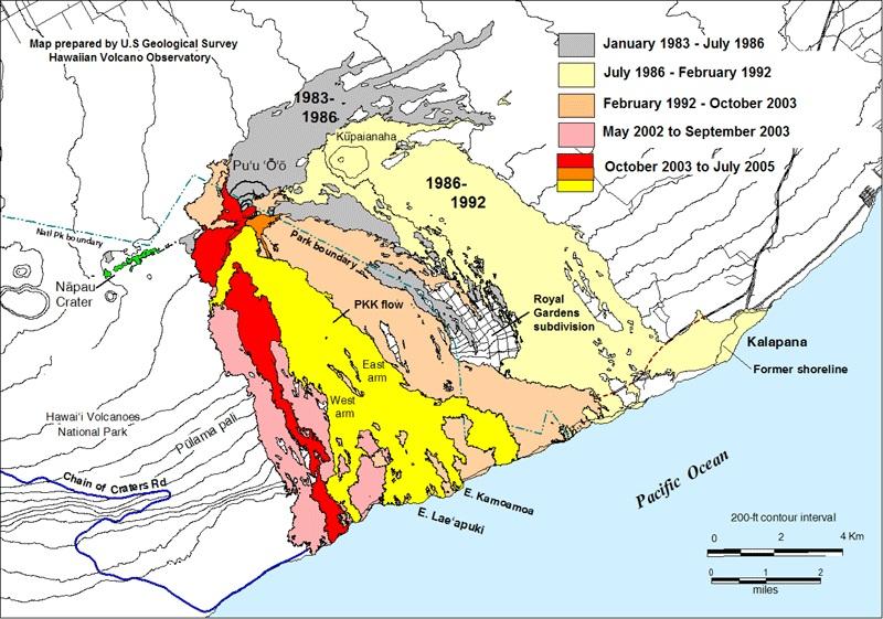 Map of flows from Pu`u `O`o -